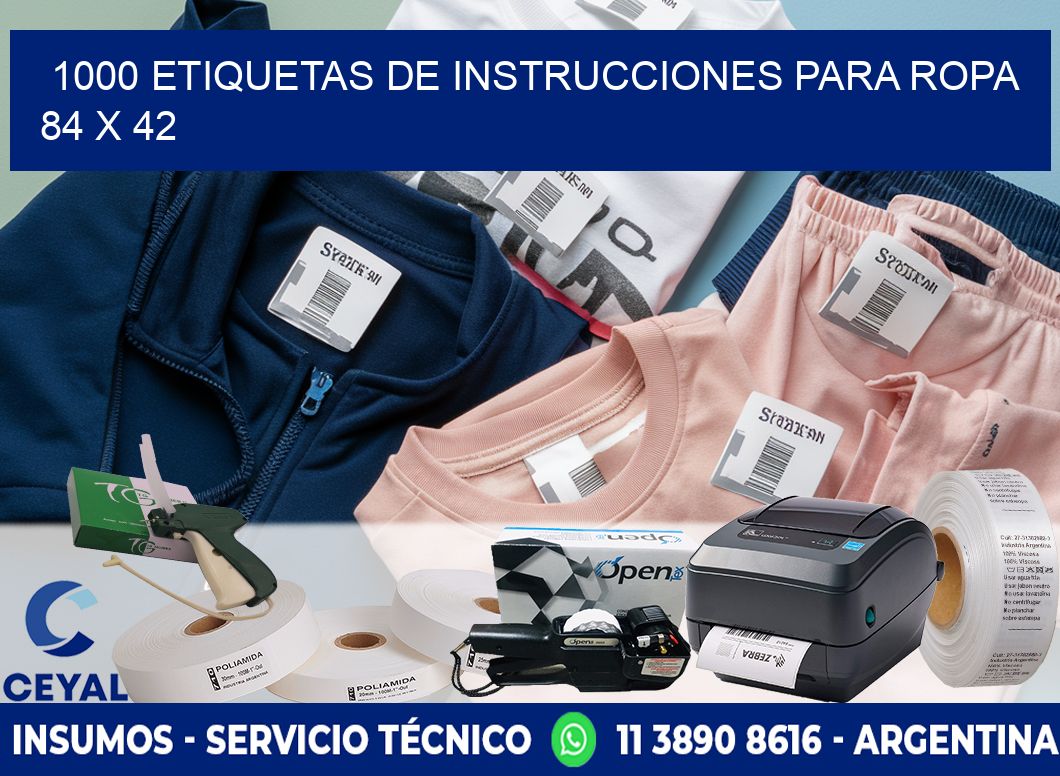1000 ETIQUETAS DE INSTRUCCIONES PARA ROPA 84 x 42