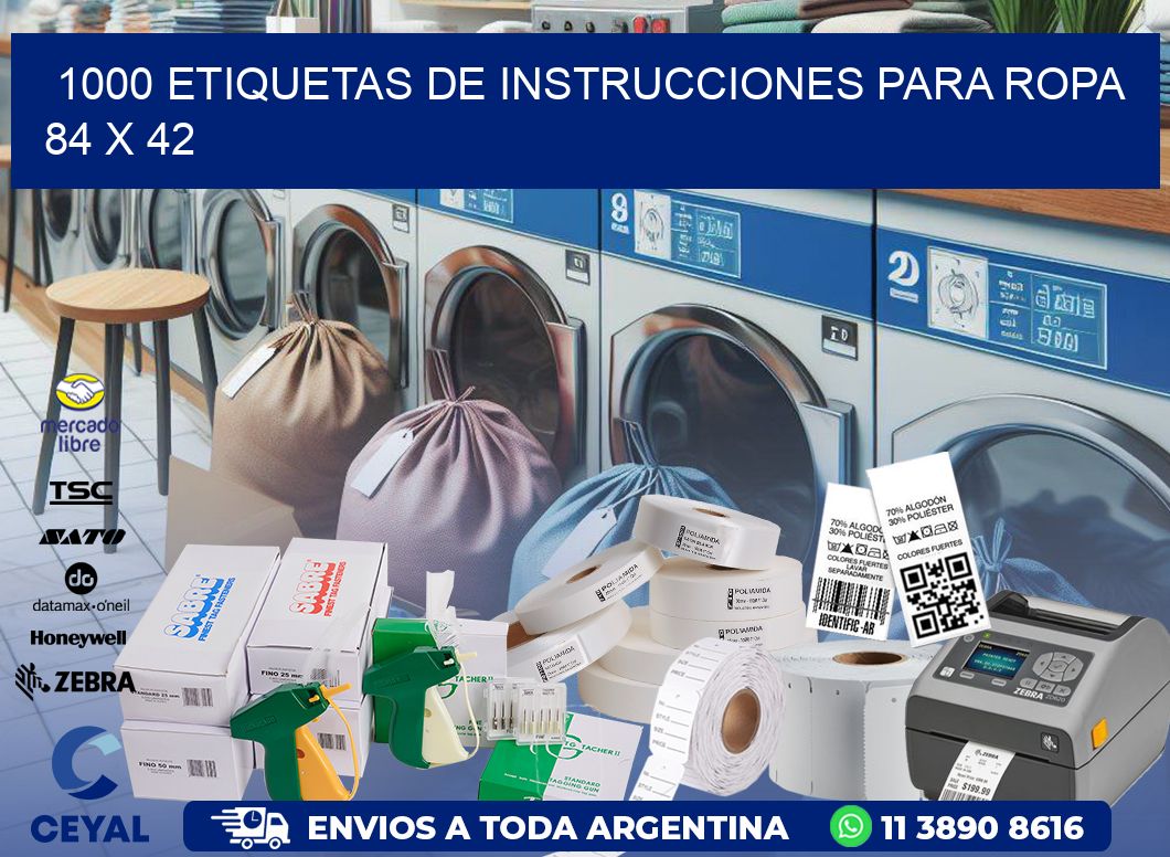 1000 ETIQUETAS DE INSTRUCCIONES PARA ROPA 84 x 42