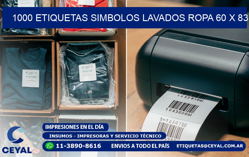 1000 ETIQUETAS SIMBOLOS LAVADOS ROPA 60 x 83