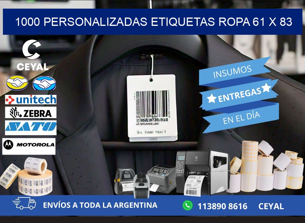 1000 PERSONALIZADAS ETIQUETAS ROPA 61 x 83