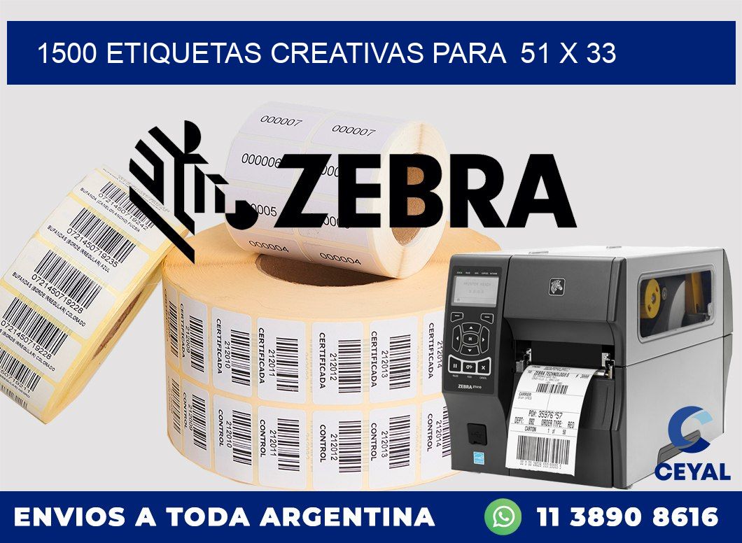 1500 ETIQUETAS CREATIVAS PARA  51 x 33