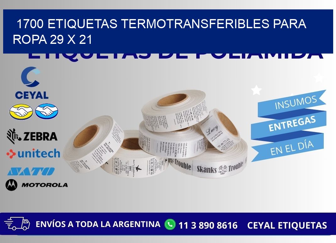 1700 ETIQUETAS TERMOTRANSFERIBLES PARA ROPA 29 x 21