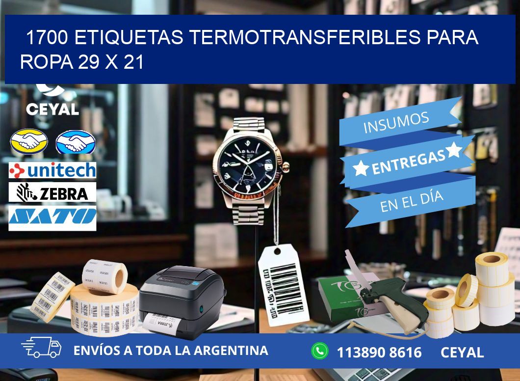 1700 ETIQUETAS TERMOTRANSFERIBLES PARA ROPA 29 x 21