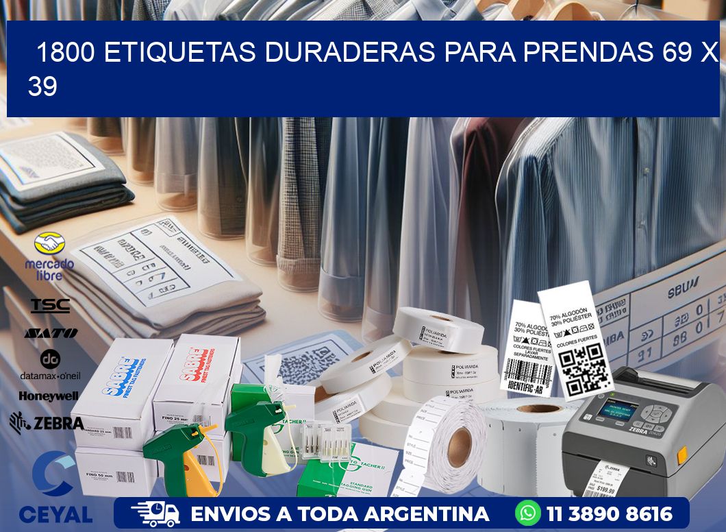 1800 ETIQUETAS DURADERAS PARA PRENDAS 69 x 39