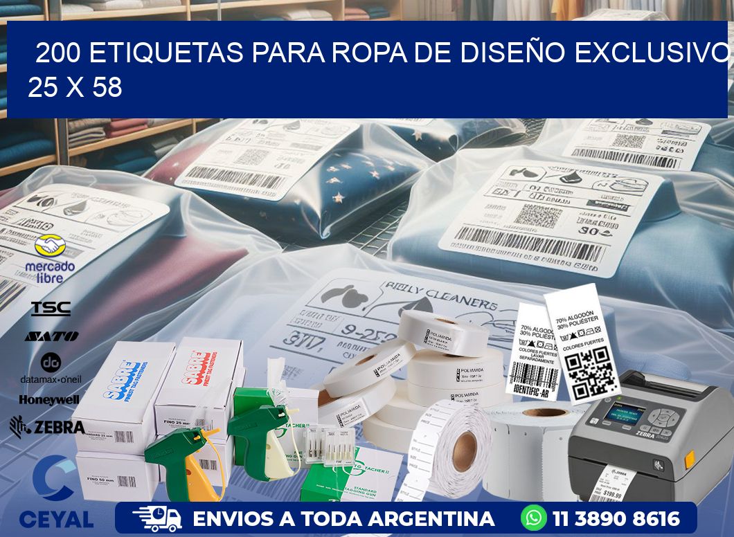 200 ETIQUETAS PARA ROPA DE DISEÑO EXCLUSIVO 25 x 58
