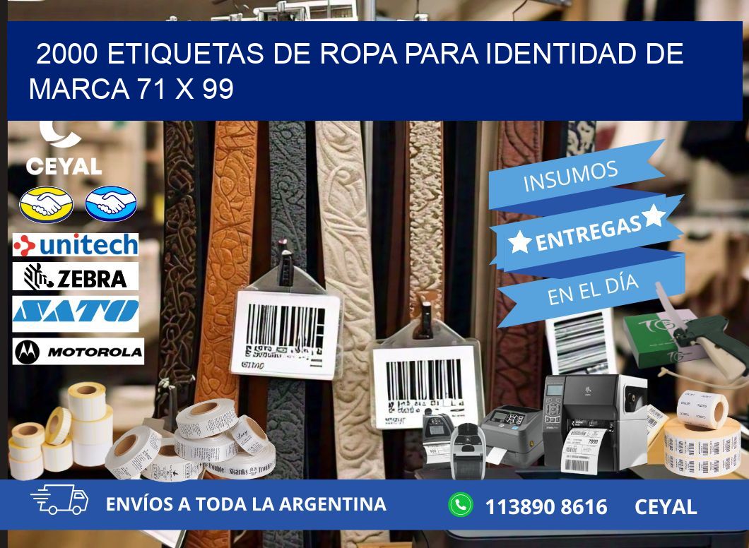 2000 ETIQUETAS DE ROPA PARA IDENTIDAD DE MARCA 71 x 99