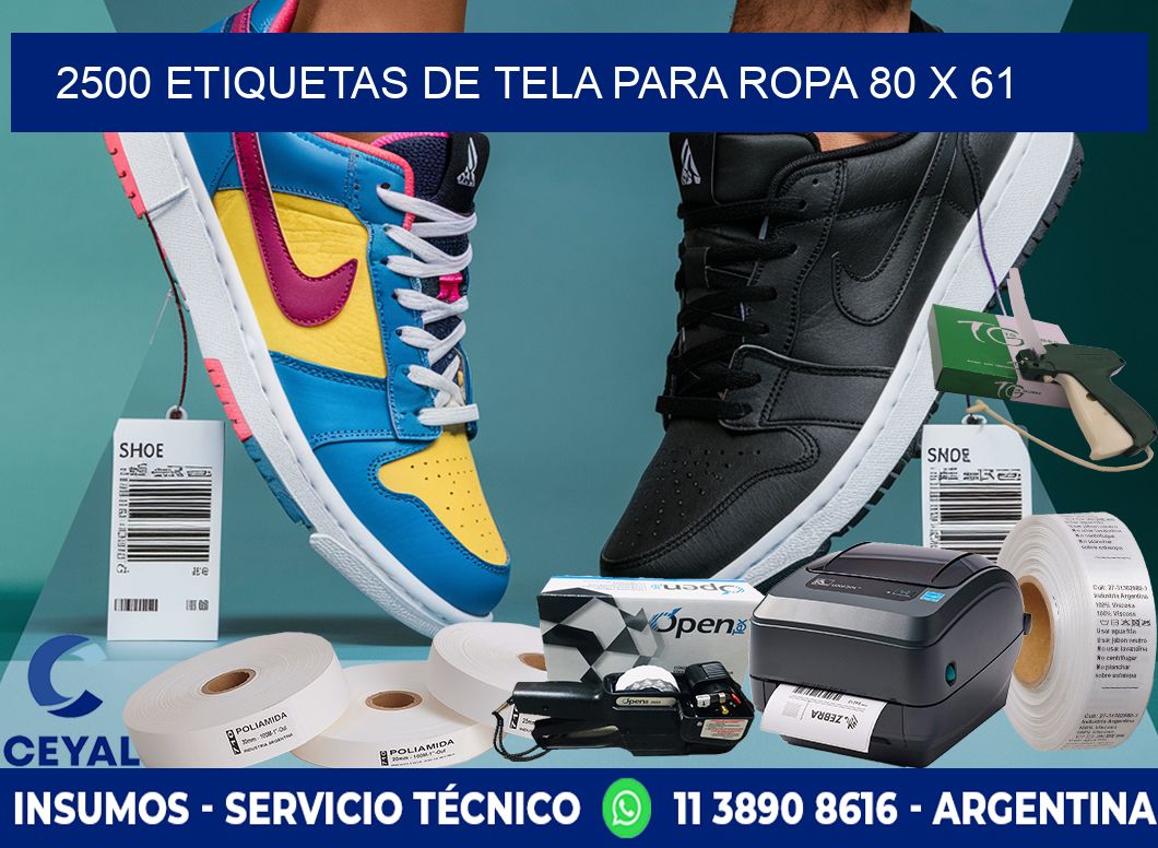 2500 ETIQUETAS DE TELA PARA ROPA 80 x 61