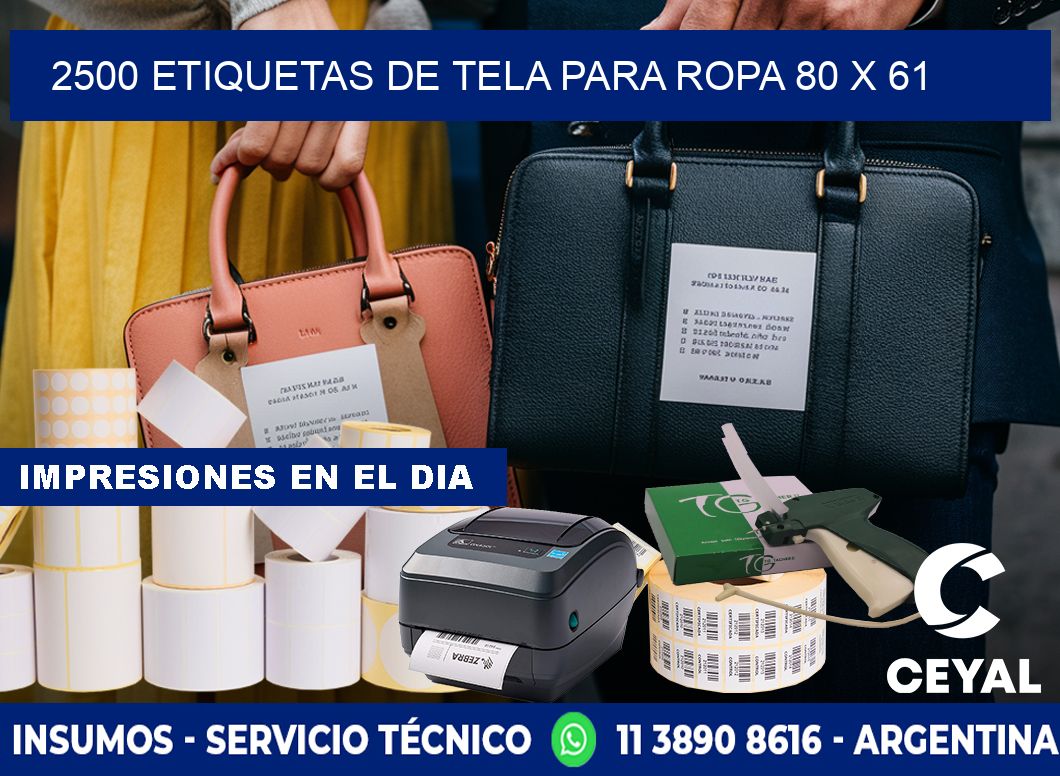 2500 ETIQUETAS DE TELA PARA ROPA 80 x 61