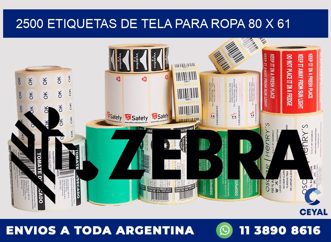 2500 ETIQUETAS DE TELA PARA ROPA 80 x 61
