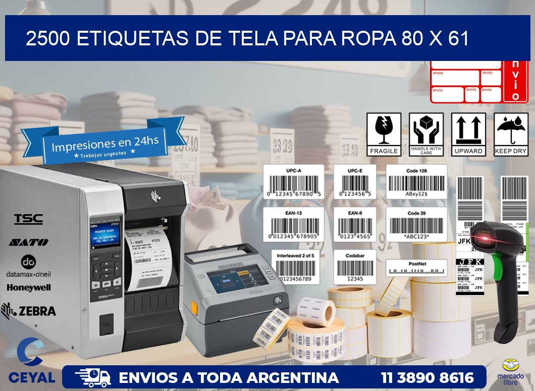 2500 ETIQUETAS DE TELA PARA ROPA 80 x 61
