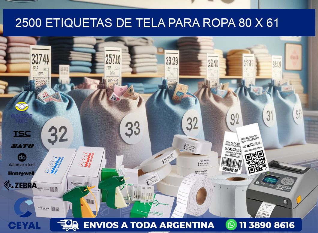 2500 ETIQUETAS DE TELA PARA ROPA 80 x 61