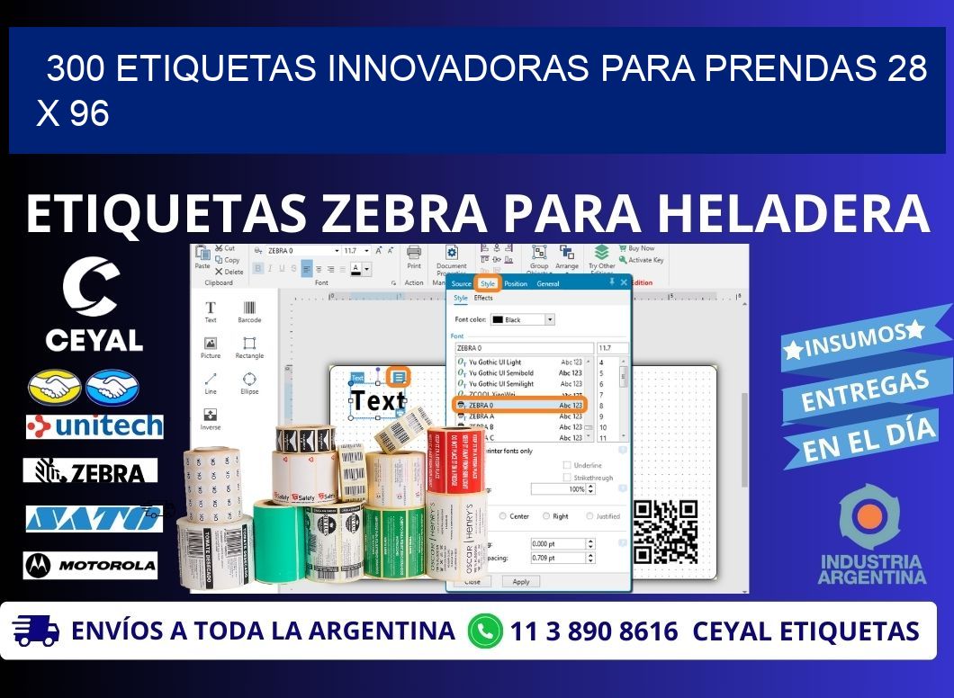 300 ETIQUETAS INNOVADORAS PARA PRENDAS 28 x 96