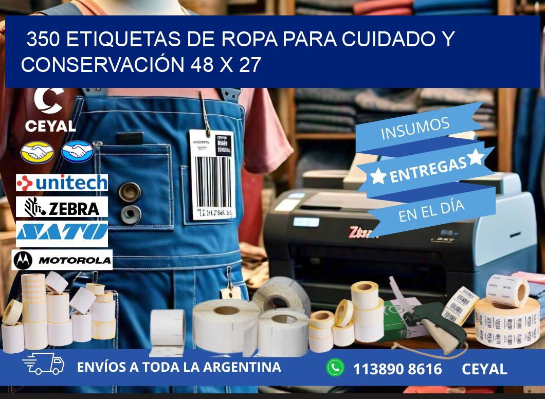 350 ETIQUETAS DE ROPA PARA CUIDADO Y CONSERVACIÓN 48 x 27