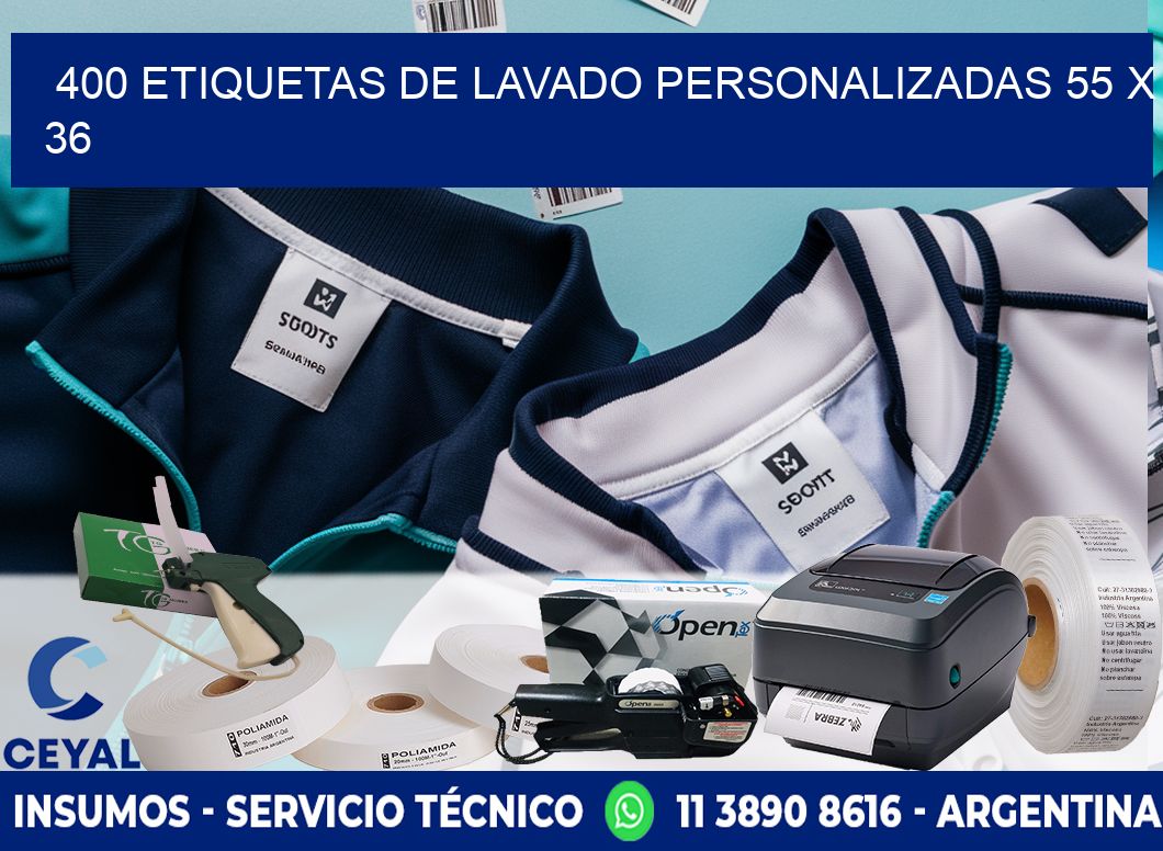400 ETIQUETAS DE LAVADO PERSONALIZADAS 55 x 36