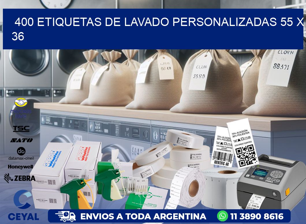 400 ETIQUETAS DE LAVADO PERSONALIZADAS 55 x 36