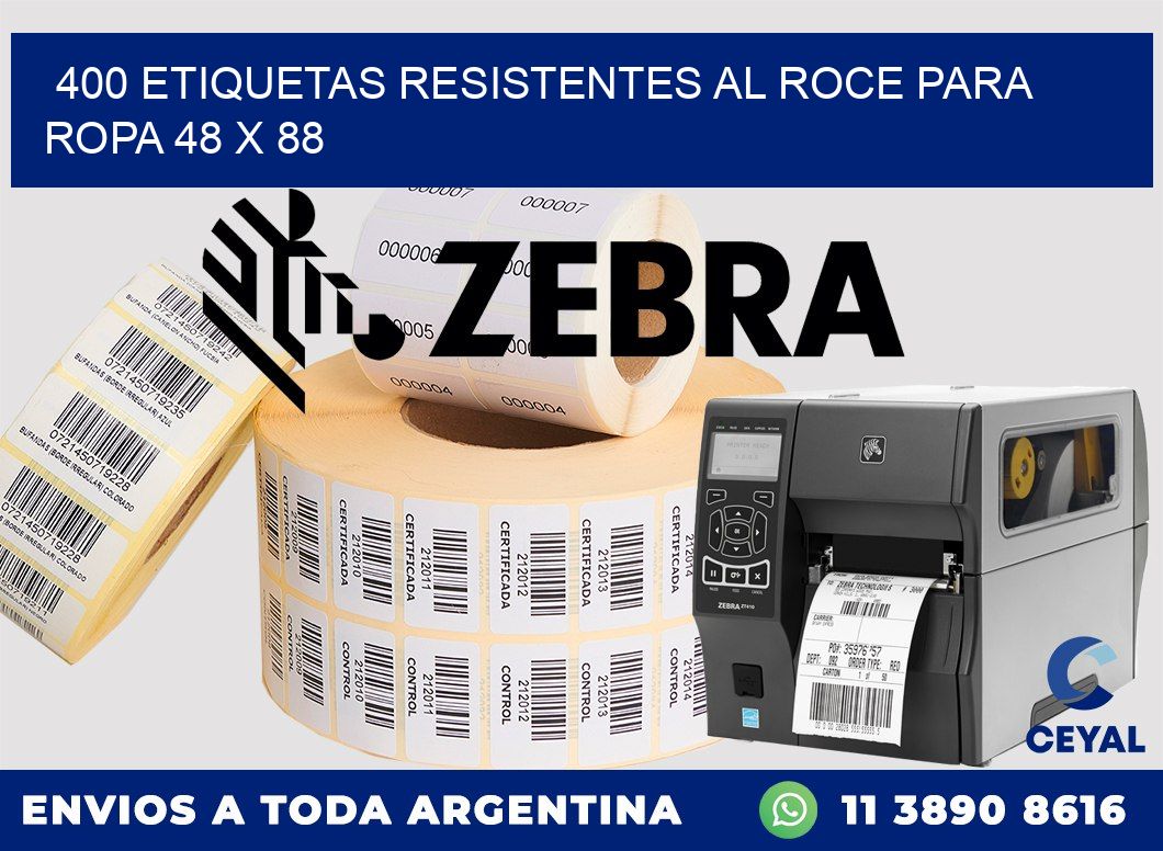 400 ETIQUETAS RESISTENTES AL ROCE PARA ROPA 48 x 88