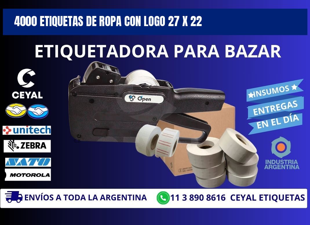 4000 ETIQUETAS DE ROPA CON LOGO 27 x 22