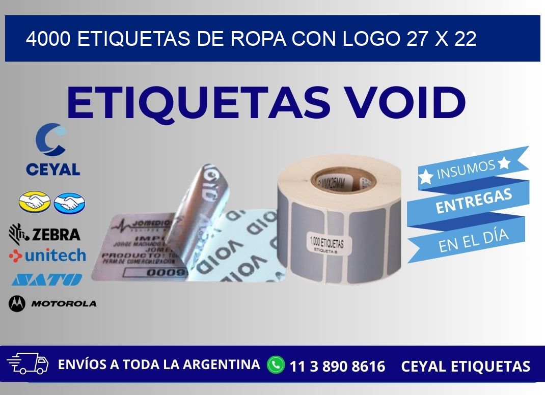 4000 ETIQUETAS DE ROPA CON LOGO 27 x 22