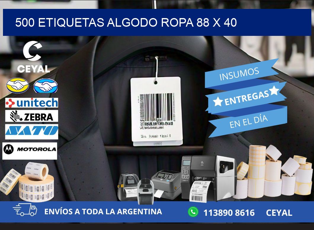500 ETIQUETAS ALGODO ROPA 88 x 40