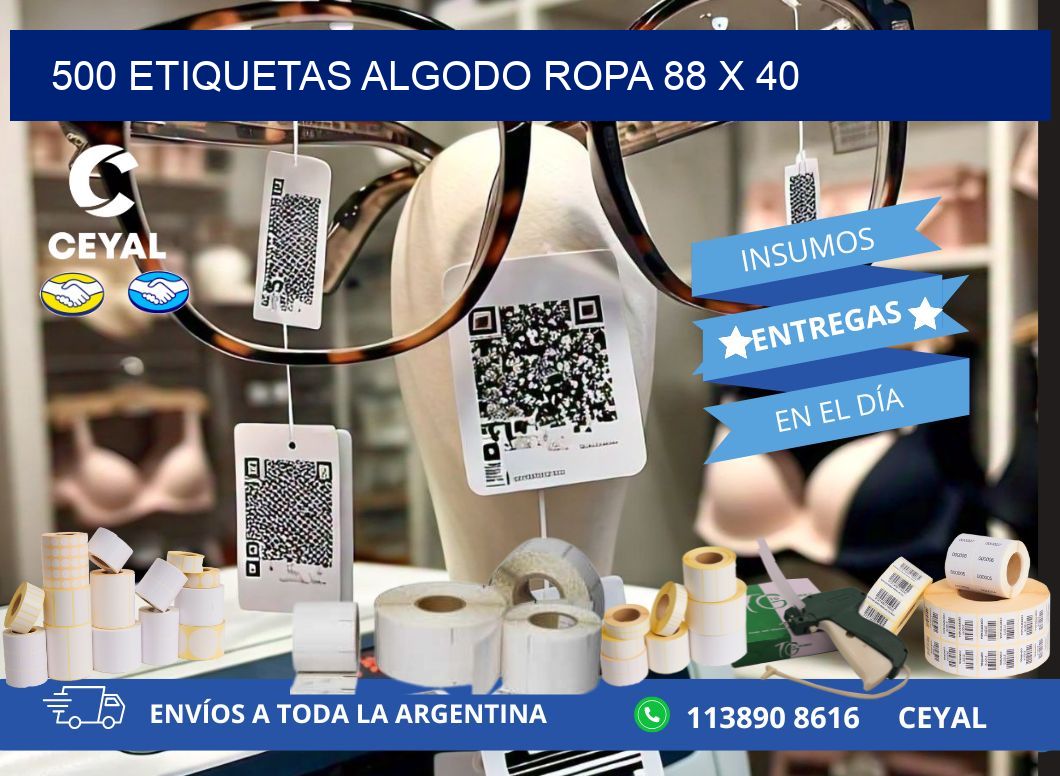 500 ETIQUETAS ALGODO ROPA 88 x 40