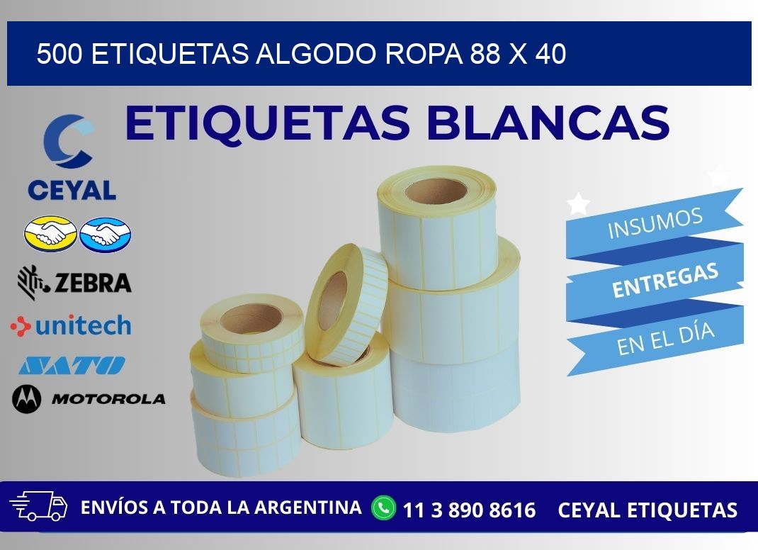 500 ETIQUETAS ALGODO ROPA 88 x 40