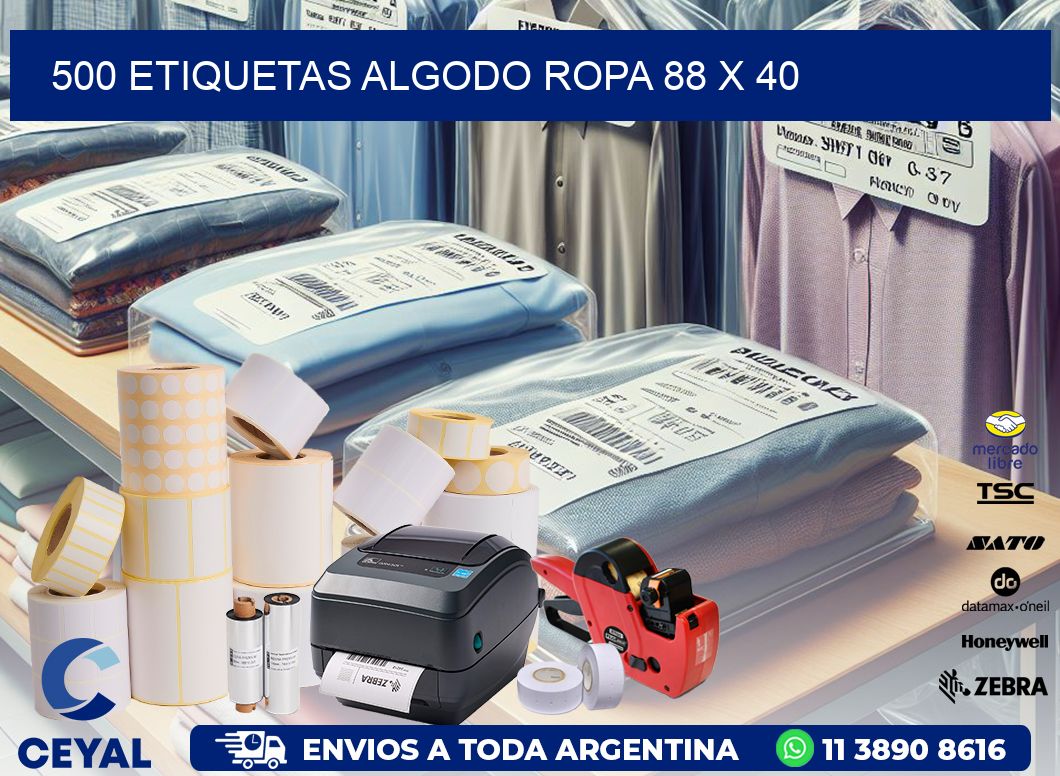 500 ETIQUETAS ALGODO ROPA 88 x 40