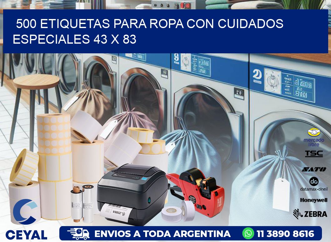 500 ETIQUETAS PARA ROPA CON CUIDADOS ESPECIALES 43 x 83