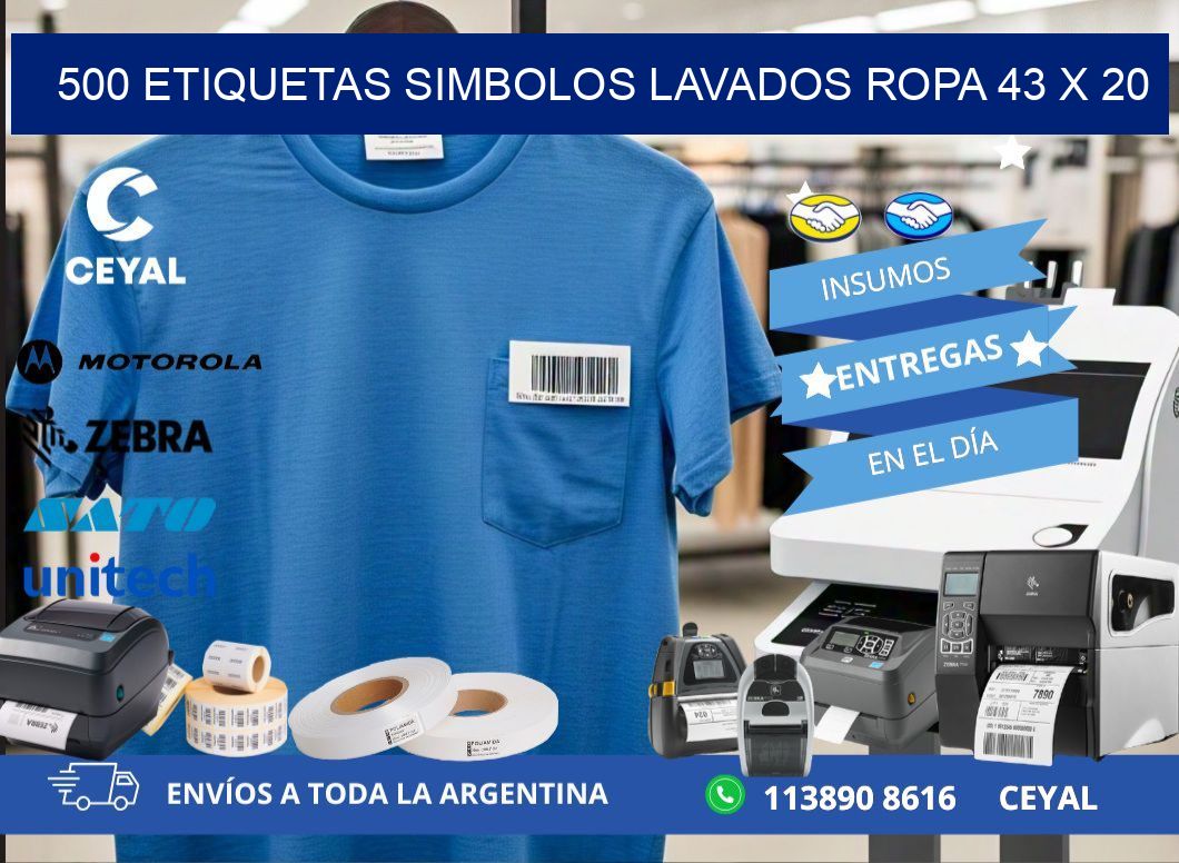 500 ETIQUETAS SIMBOLOS LAVADOS ROPA 43 x 20