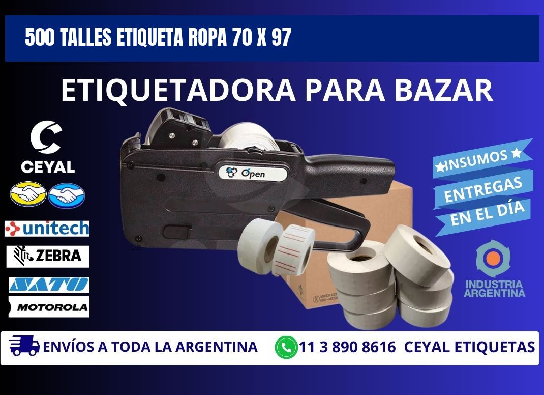 500 TALLES ETIQUETA ROPA 70 x 97