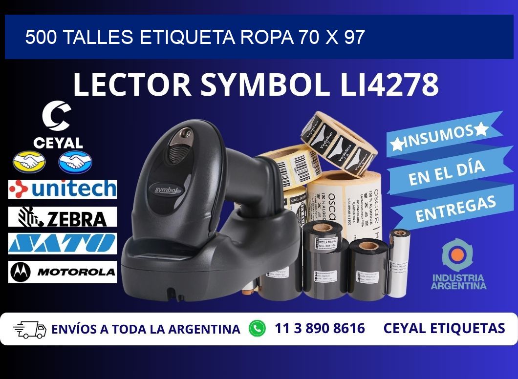 500 TALLES ETIQUETA ROPA 70 x 97