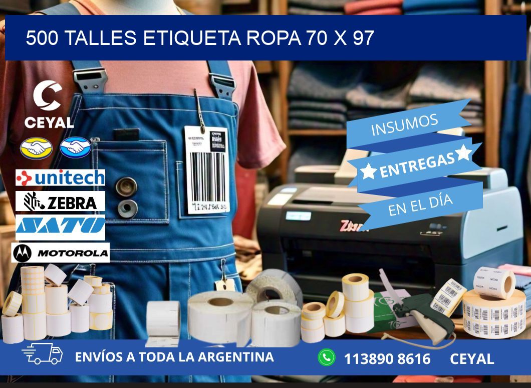500 TALLES ETIQUETA ROPA 70 x 97