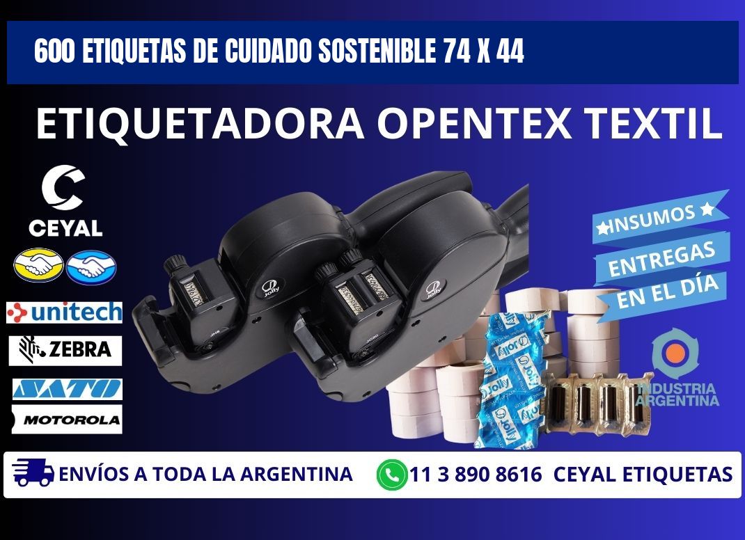 600 ETIQUETAS DE CUIDADO SOSTENIBLE 74 x 44