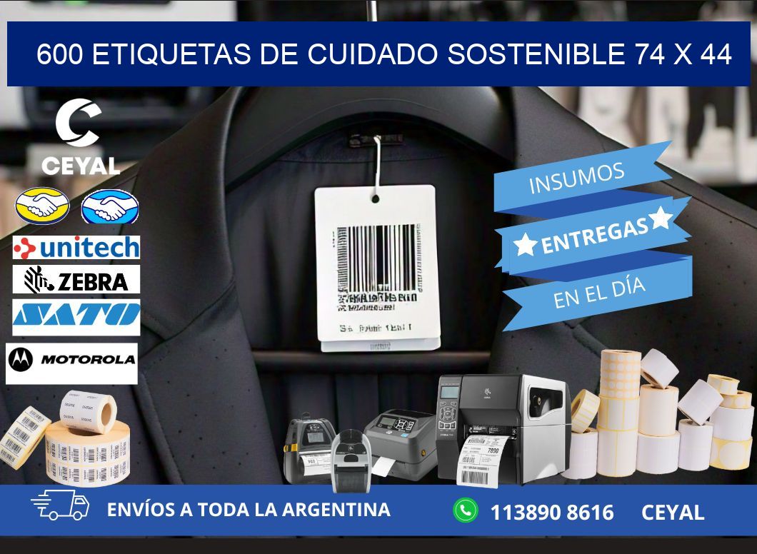 600 ETIQUETAS DE CUIDADO SOSTENIBLE 74 x 44