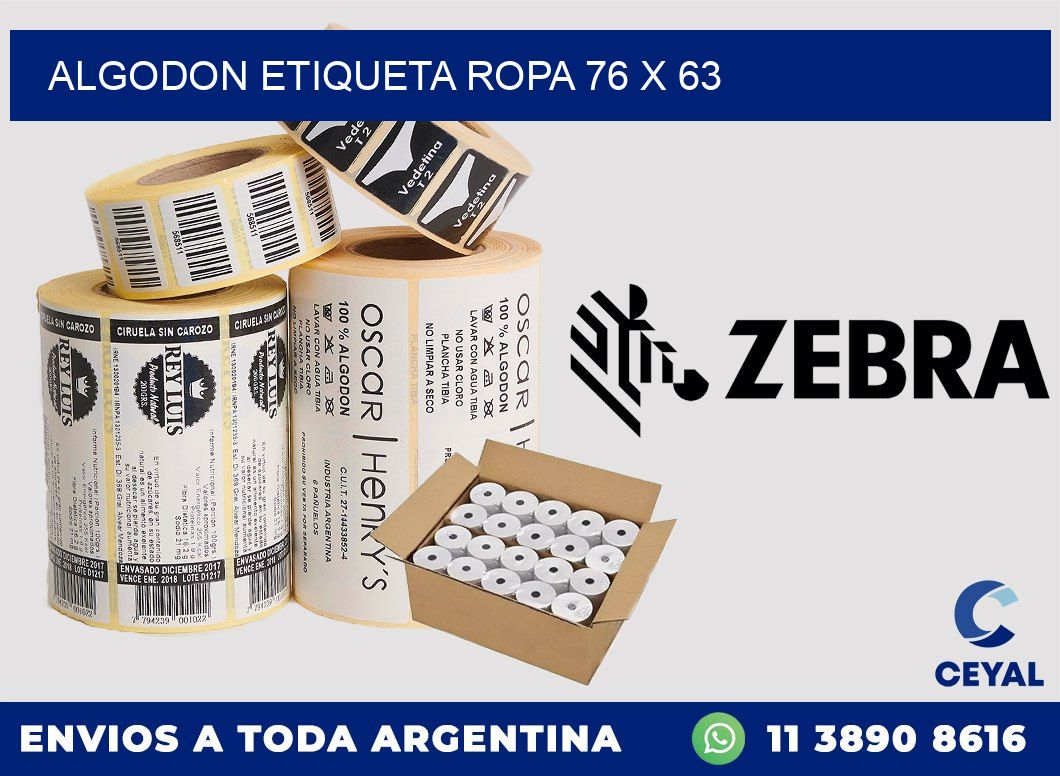 ALGODON ETIQUETA ROPA 76 x 63