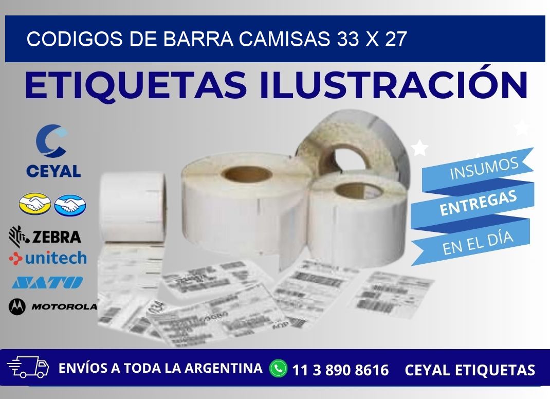 CODIGOS DE BARRA CAMISAS 33 x 27