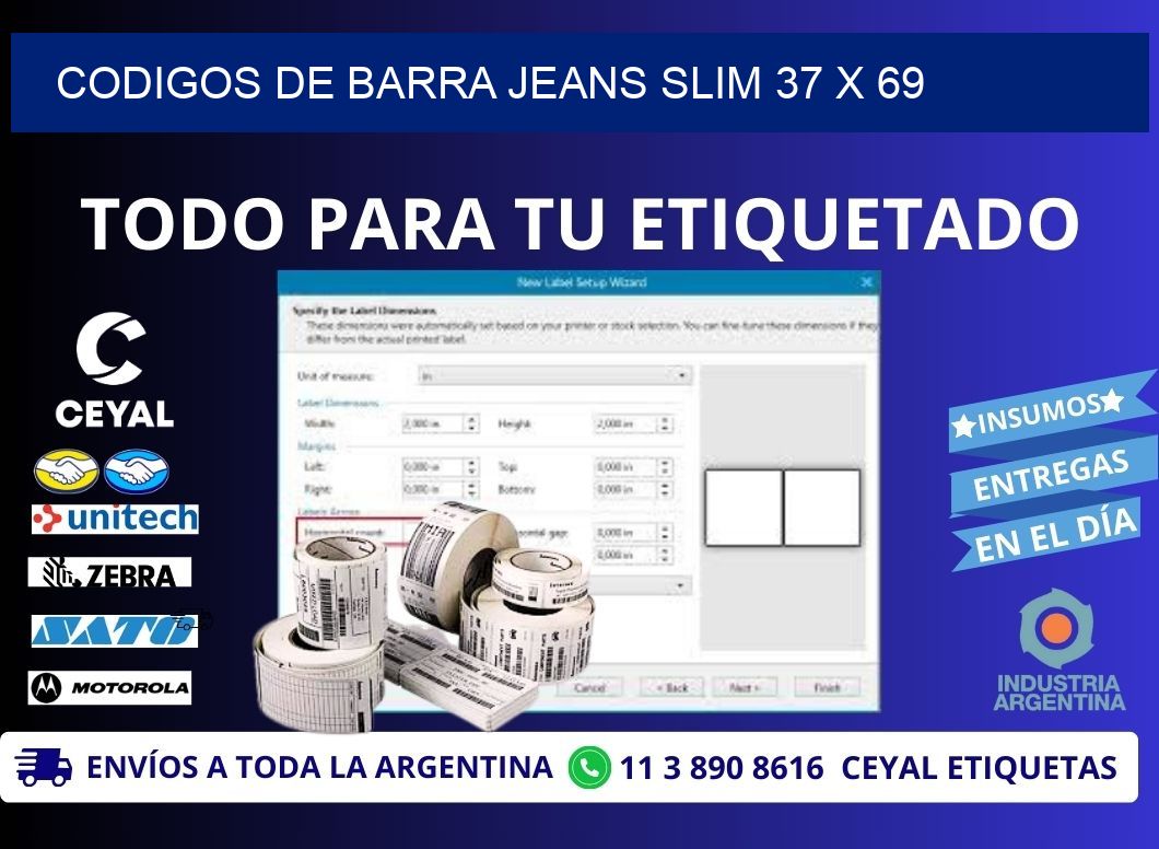 CODIGOS DE BARRA JEANS SLIM 37 x 69