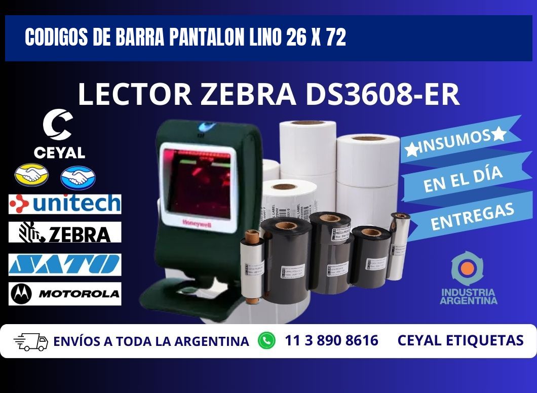 CODIGOS DE BARRA PANTALON LINO 26 x 72