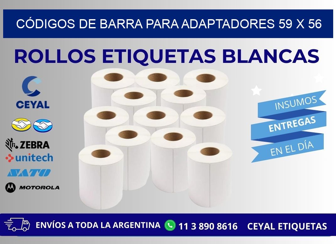 CÓDIGOS DE BARRA PARA ADAPTADORES 59 x 56