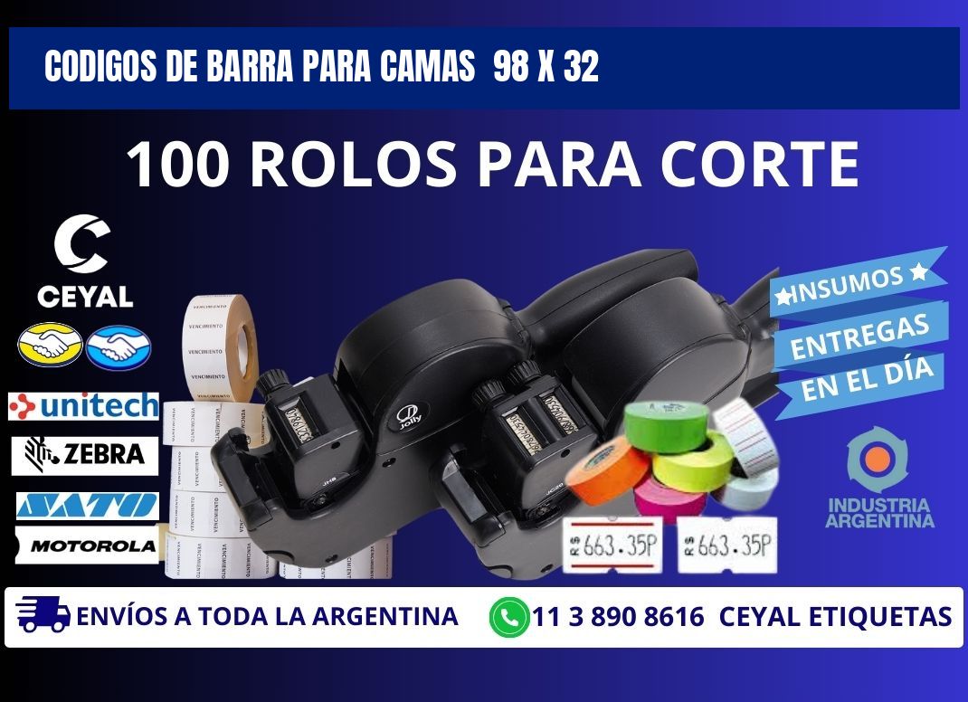 CODIGOS DE BARRA PARA CAMAS  98 x 32