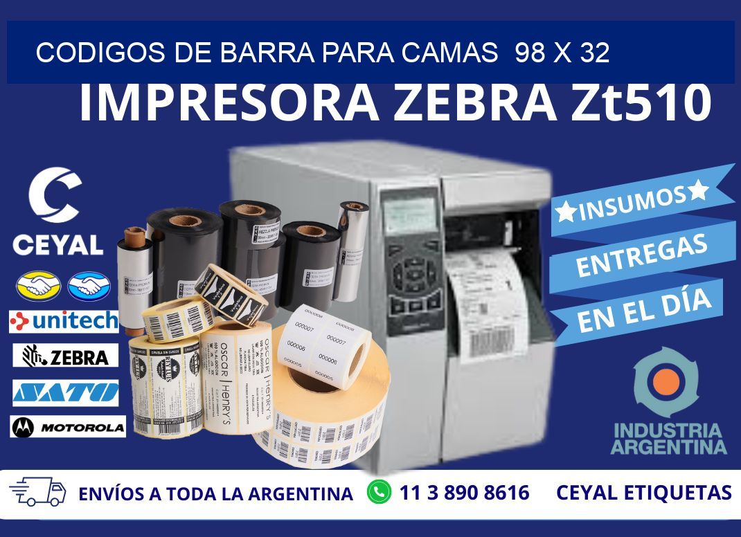 CODIGOS DE BARRA PARA CAMAS  98 x 32