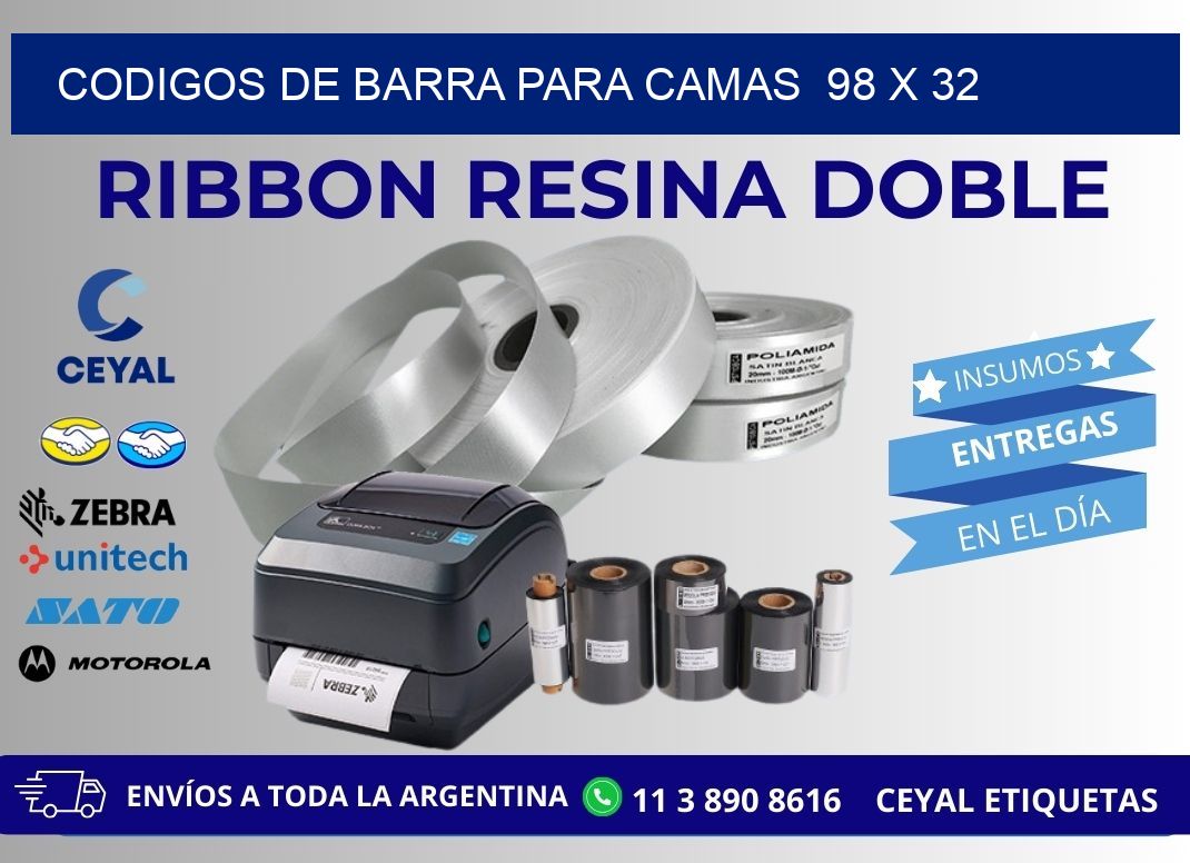 CODIGOS DE BARRA PARA CAMAS  98 x 32
