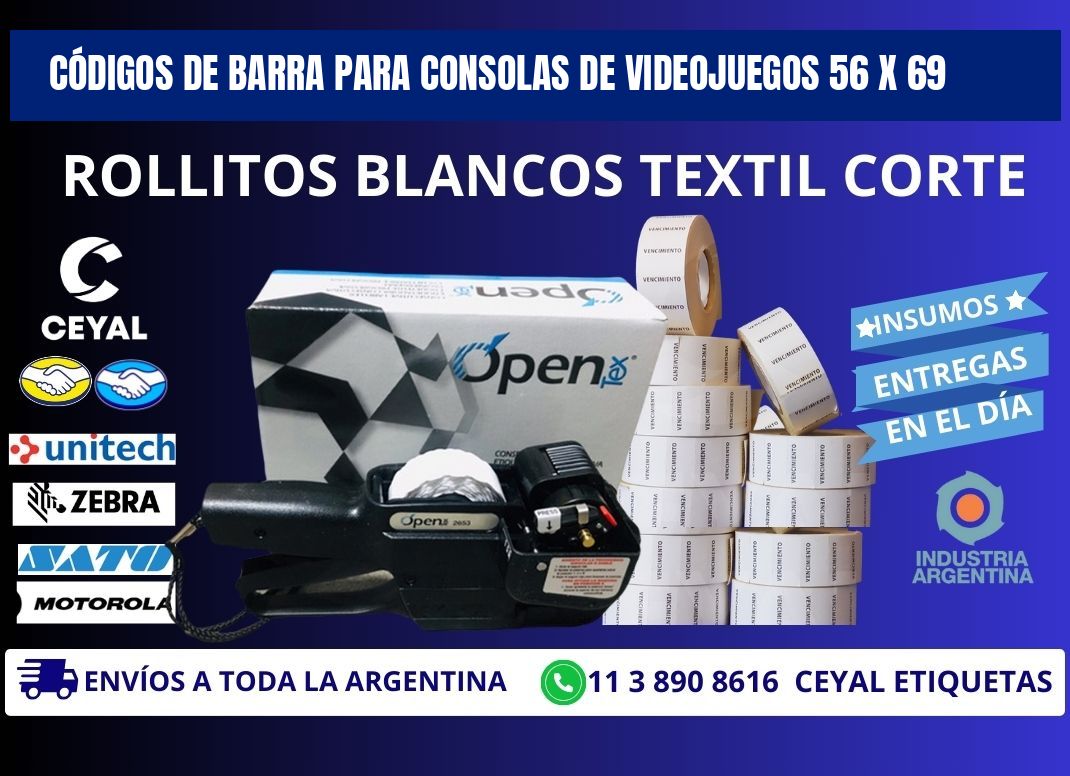 CÓDIGOS DE BARRA PARA CONSOLAS DE VIDEOJUEGOS 56 x 69