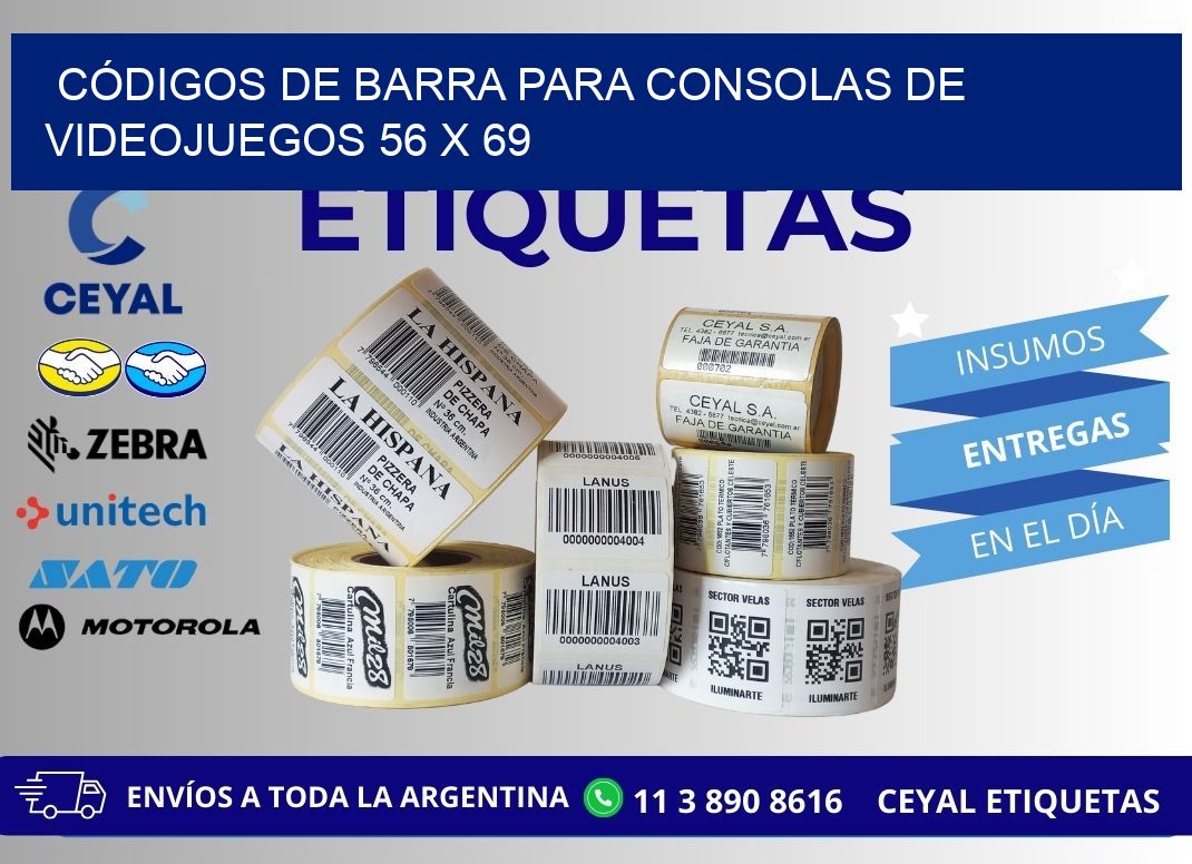 CÓDIGOS DE BARRA PARA CONSOLAS DE VIDEOJUEGOS 56 x 69