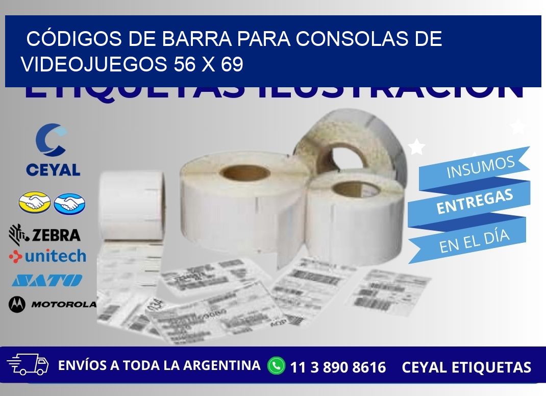 CÓDIGOS DE BARRA PARA CONSOLAS DE VIDEOJUEGOS 56 x 69