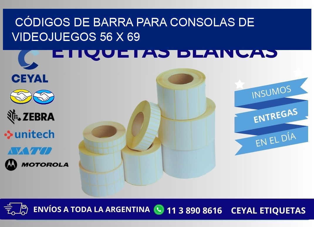 CÓDIGOS DE BARRA PARA CONSOLAS DE VIDEOJUEGOS 56 x 69