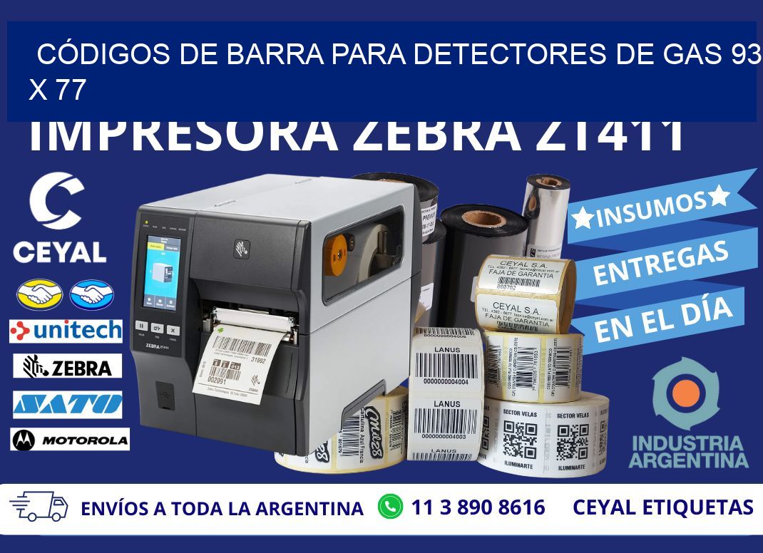 CÓDIGOS DE BARRA PARA DETECTORES DE GAS 93 x 77