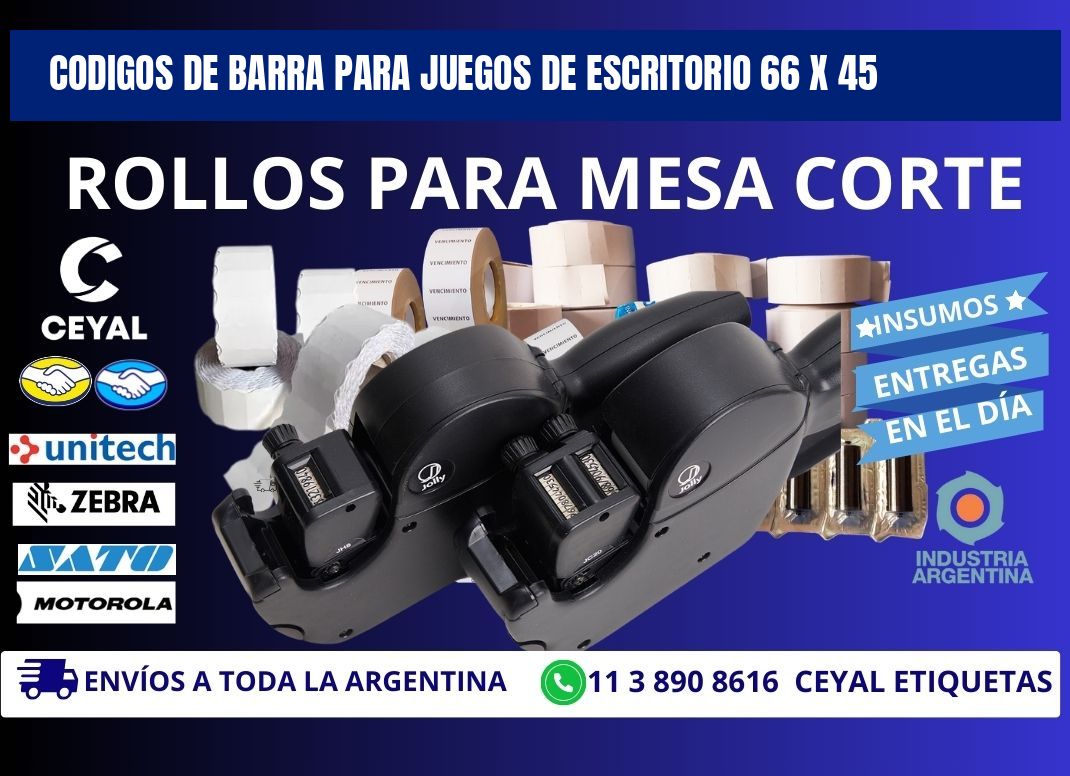 CODIGOS DE BARRA PARA JUEGOS DE ESCRITORIO 66 x 45