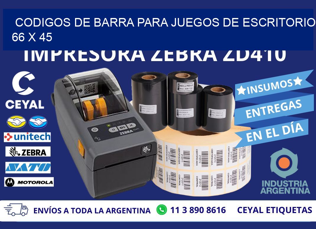 CODIGOS DE BARRA PARA JUEGOS DE ESCRITORIO 66 x 45