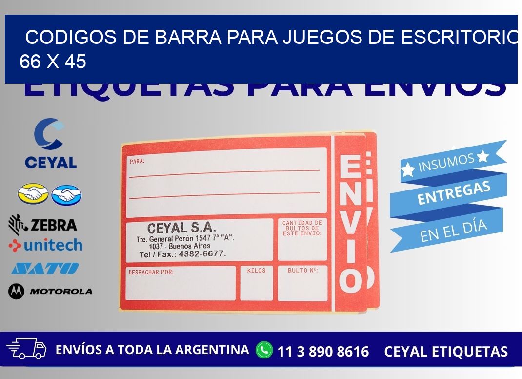 CODIGOS DE BARRA PARA JUEGOS DE ESCRITORIO 66 x 45