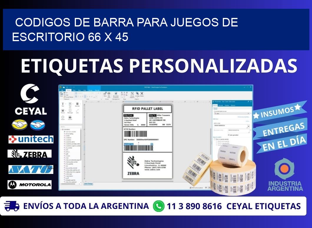 CODIGOS DE BARRA PARA JUEGOS DE ESCRITORIO 66 x 45